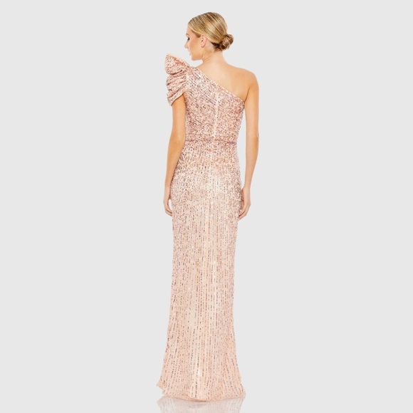 MAC DUGGAL
Pink Embellished Puff One Shoulder Gown 5622 Apricot - Picture 4 of 9